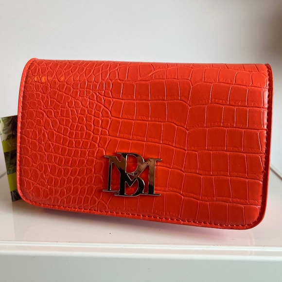 Badgley Mischka Orange Vegan Leather Crossbody or Clutch - Picture 1 of 15